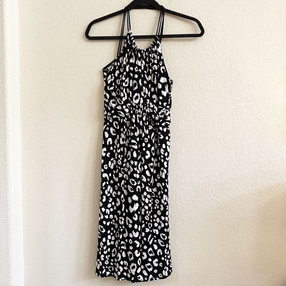 Nanette Lepore Dresses & Skirts - Nanette Lepore Black White Leopard Sleeveless Sun Dress Size 2 Side Zip